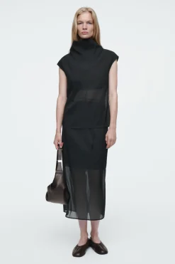 Sale COS THE SHEER SLEEVELESS TOP CARBON