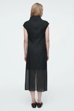 Sale COS THE SHEER SLEEVELESS TOP CARBON