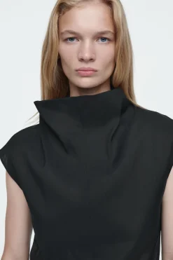 Sale COS THE SHEER SLEEVELESS TOP CARBON