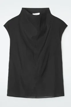 Sale COS THE SHEER SLEEVELESS TOP CARBON