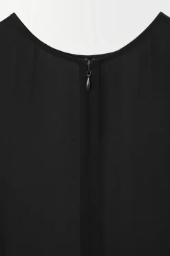 New COS THE SHEER-PANEL SILK SHIFT DRESS BLACK