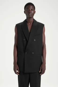 Hot COS THE SLEEVELESS DOUBLE-BREASTED BLAZER CARBON