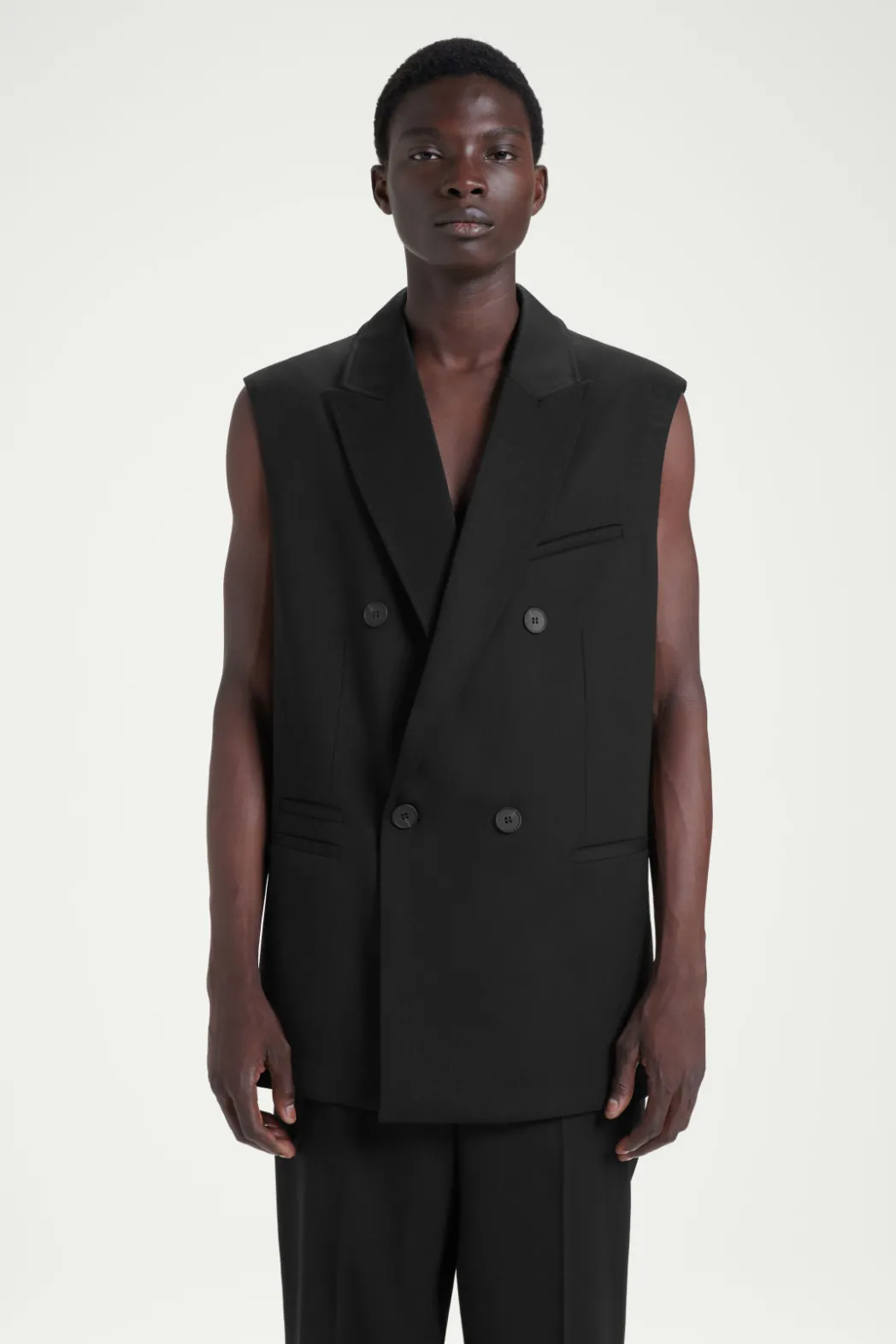 Hot COS THE SLEEVELESS DOUBLE-BREASTED BLAZER CARBON