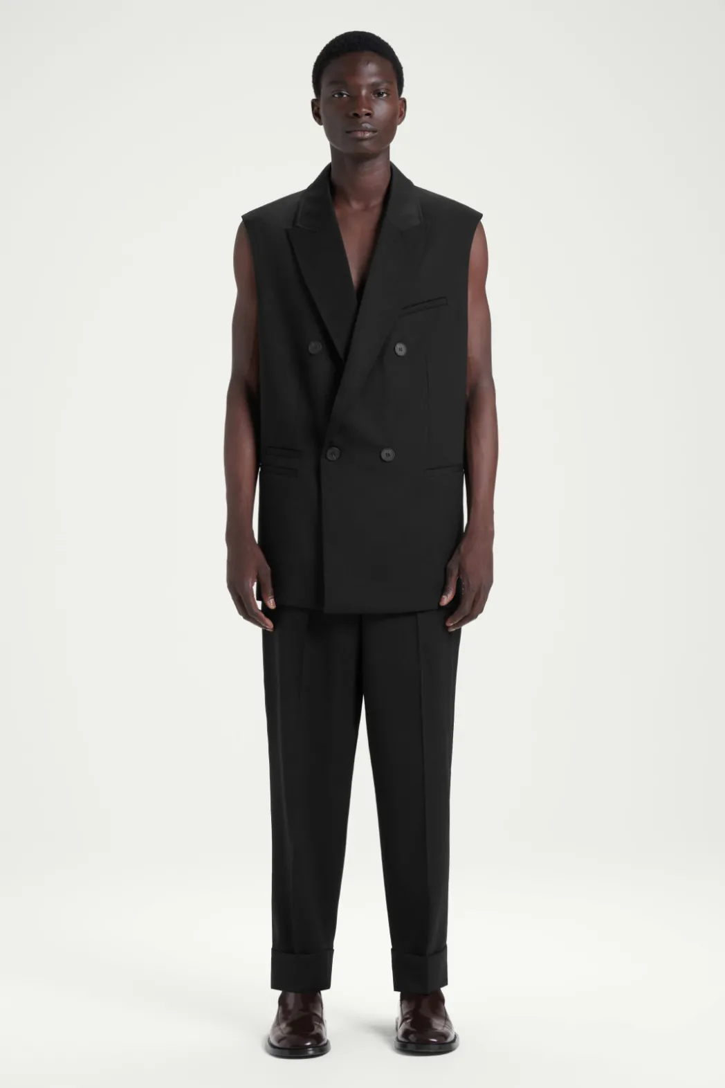Hot COS THE SLEEVELESS DOUBLE-BREASTED BLAZER CARBON