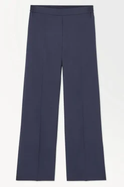 New COS THE STRAIGHT-LEG SILK PANTS NAVY