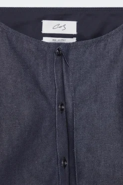 Sale COS THE STRAIGHT-NECK RAW DENIM SHIRT INDIGO