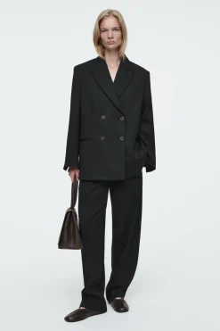 COS THE TAILORED BARREL-LEG PANTS CARBON