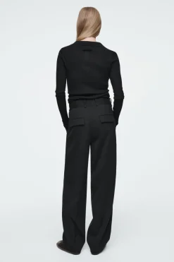 COS THE TAILORED BARREL-LEG PANTS CARBON