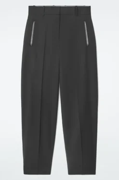 COS THE TAILORED BARREL-LEG PANTS CARBON