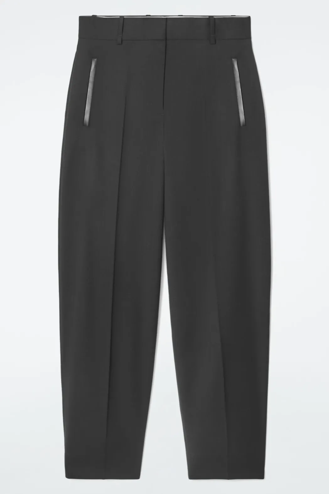 COS THE TAILORED BARREL-LEG PANTS CARBON