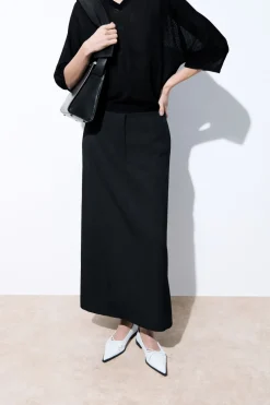 Outlet COS THE TAILORED WOOL TWILL SKIRT BLACK