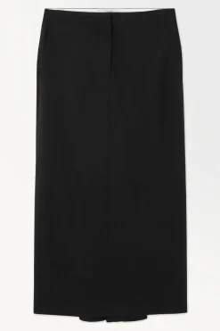 Outlet COS THE TAILORED WOOL TWILL SKIRT BLACK