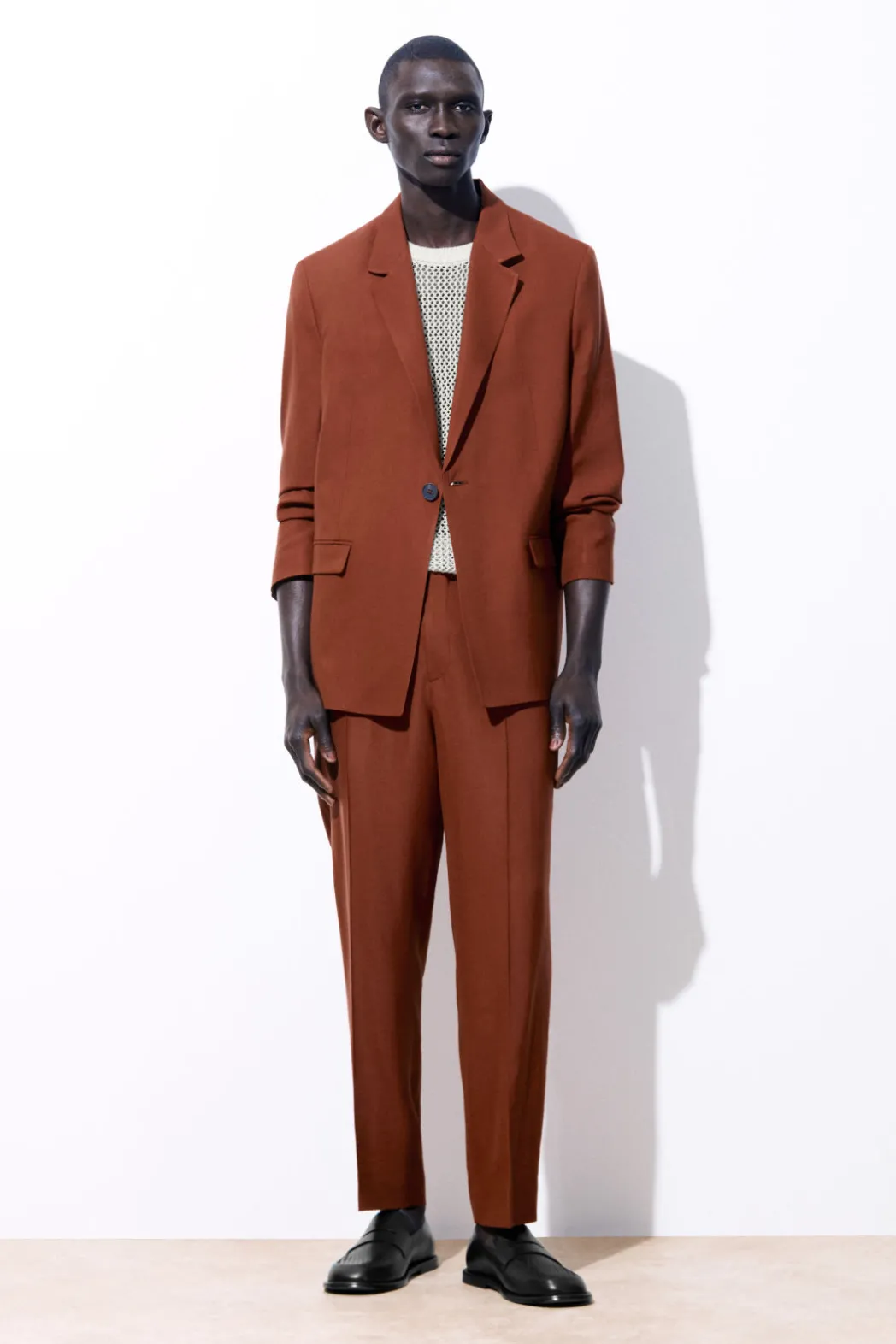 Hot COS THE TAPERED WOOL TWILL SUIT TROUSERS TERRACOTTA