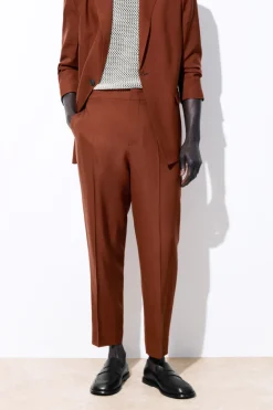 Hot COS THE TAPERED WOOL TWILL SUIT TROUSERS TERRACOTTA