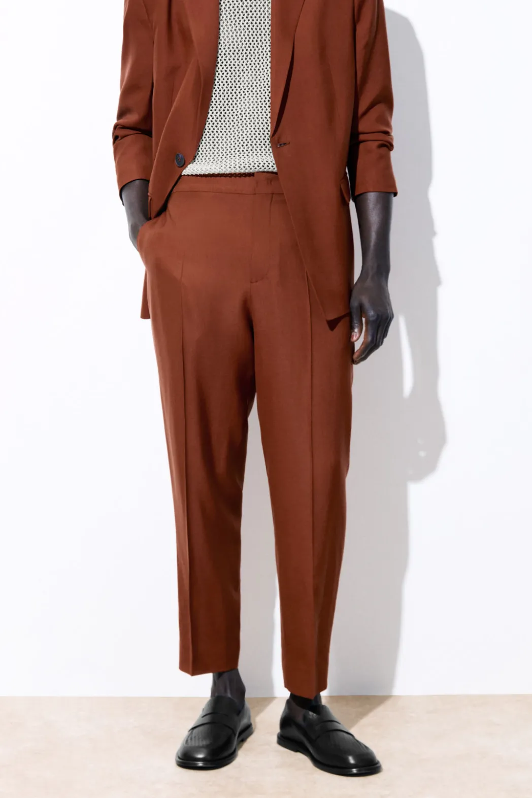 Hot COS THE TAPERED WOOL TWILL SUIT TROUSERS TERRACOTTA