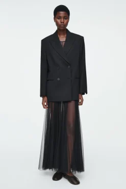 Discount COS THE TULLE MAXI DRESS CARBON