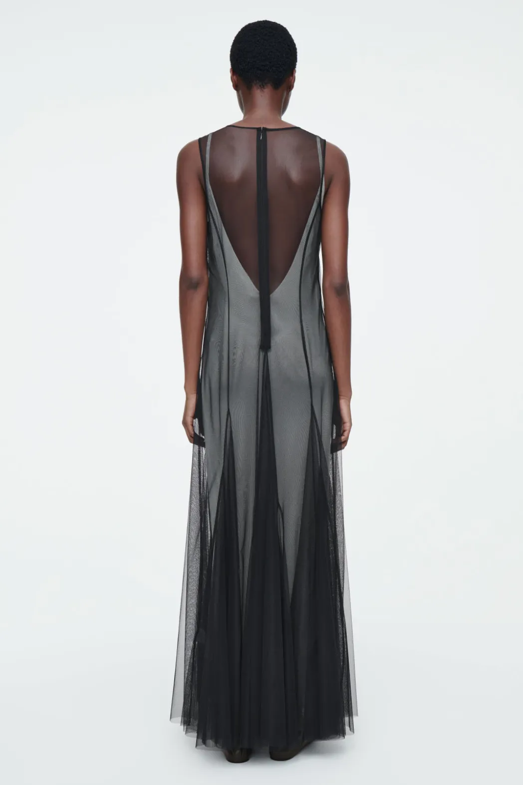 Discount COS THE TULLE MAXI DRESS CARBON