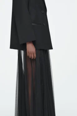 Discount COS THE TULLE MAXI DRESS CARBON