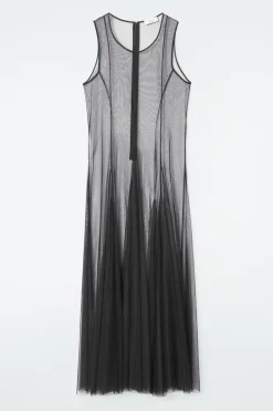 Discount COS THE TULLE MAXI DRESS CARBON