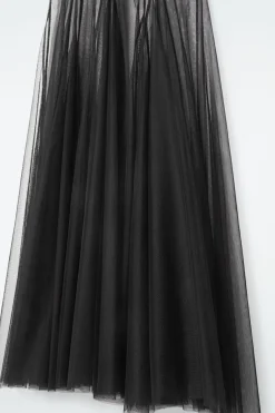 Discount COS THE TULLE MAXI DRESS CARBON