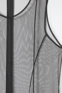 Discount COS THE TULLE MAXI DRESS CARBON