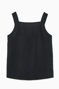 Discount COS TIE-BACK LINEN TOP NAVY