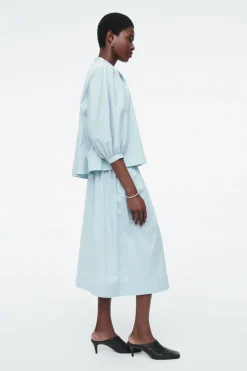 COS TIE-DETAIL PLEATED BLOUSE POWDER BLUE