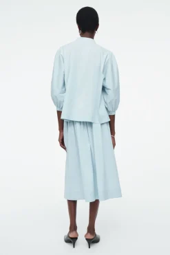 COS TIE-DETAIL PLEATED BLOUSE POWDER BLUE