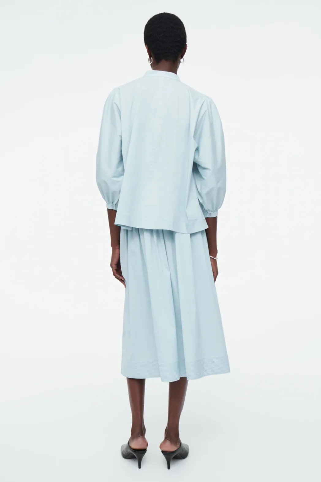 COS TIE-DETAIL PLEATED BLOUSE POWDER BLUE