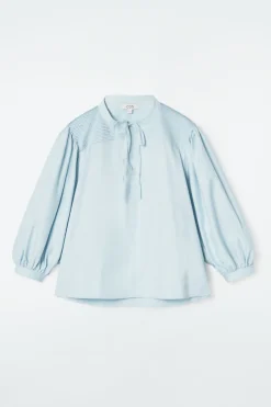 COS TIE-DETAIL PLEATED BLOUSE POWDER BLUE