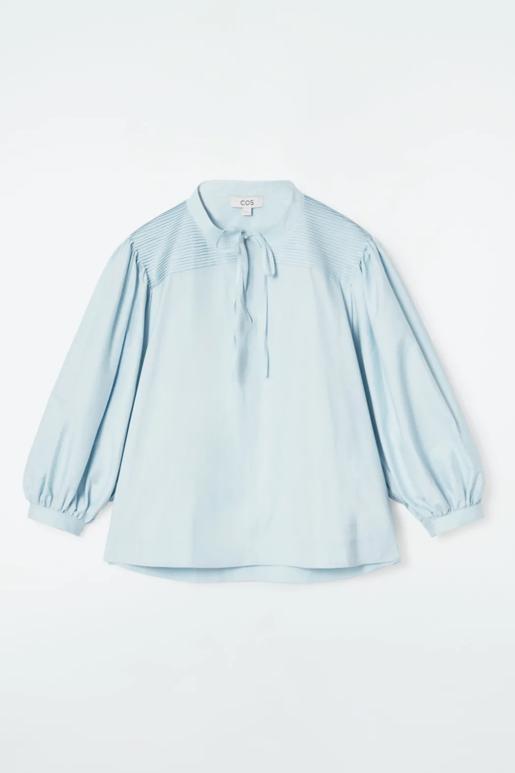 COS TIE-DETAIL PLEATED BLOUSE POWDER BLUE