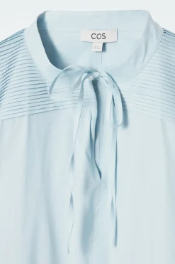 COS TIE-DETAIL PLEATED BLOUSE POWDER BLUE