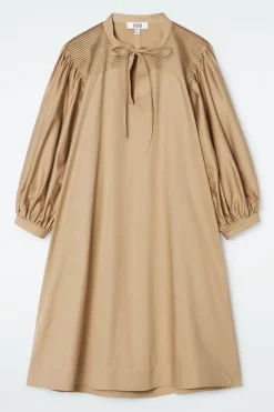 Hot COS TIE-DETAIL PLEATED MINI DRESS BEIGE