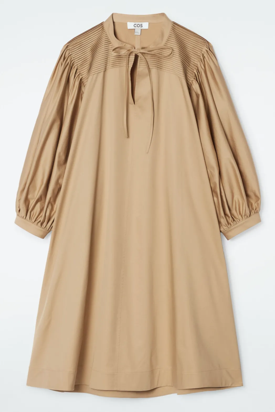 Hot COS TIE-DETAIL PLEATED MINI DRESS BEIGE