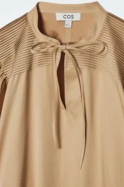 Hot COS TIE-DETAIL PLEATED MINI DRESS BEIGE
