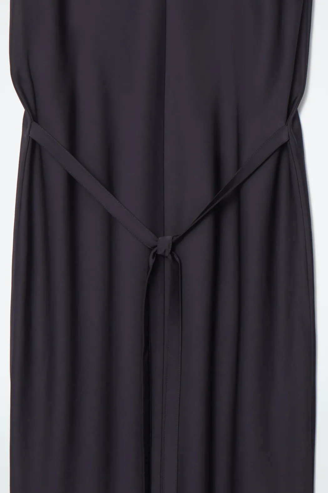 COS TIE-DETAIL SATIN MIDI DRESS NAVY