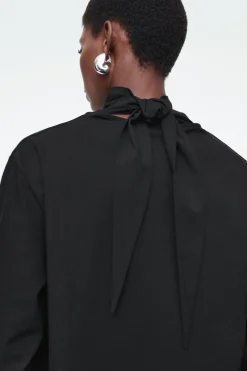 Online COS TIE-NECK JERSEY TOP BLACK