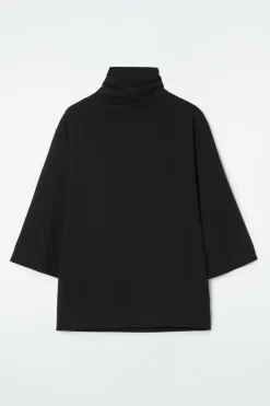 Online COS TIE-NECK JERSEY TOP BLACK