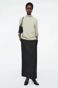 Best COS TIE-NECK JERSEY TOP BEIGE