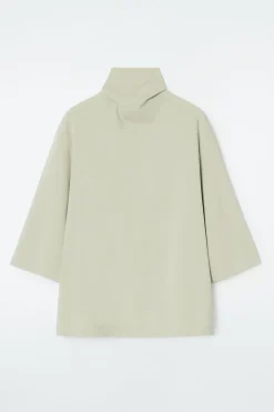 Best COS TIE-NECK JERSEY TOP BEIGE