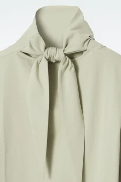 Best COS TIE-NECK JERSEY TOP BEIGE