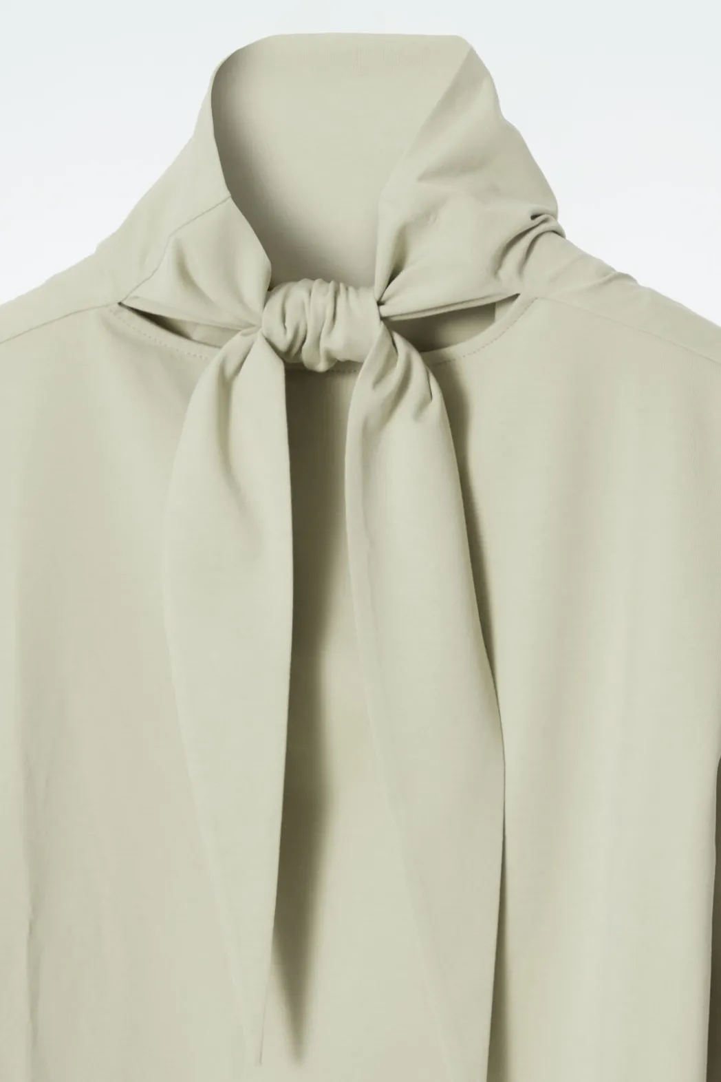 Best COS TIE-NECK JERSEY TOP BEIGE