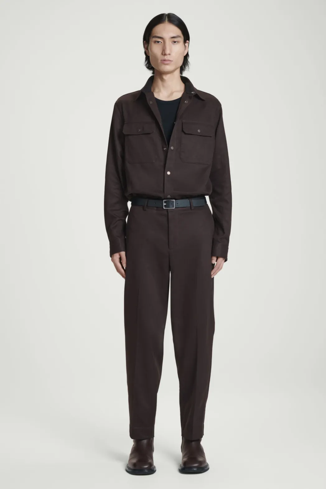 Clearance COS TOPSTITCHED TAPERED PANTS BROWN