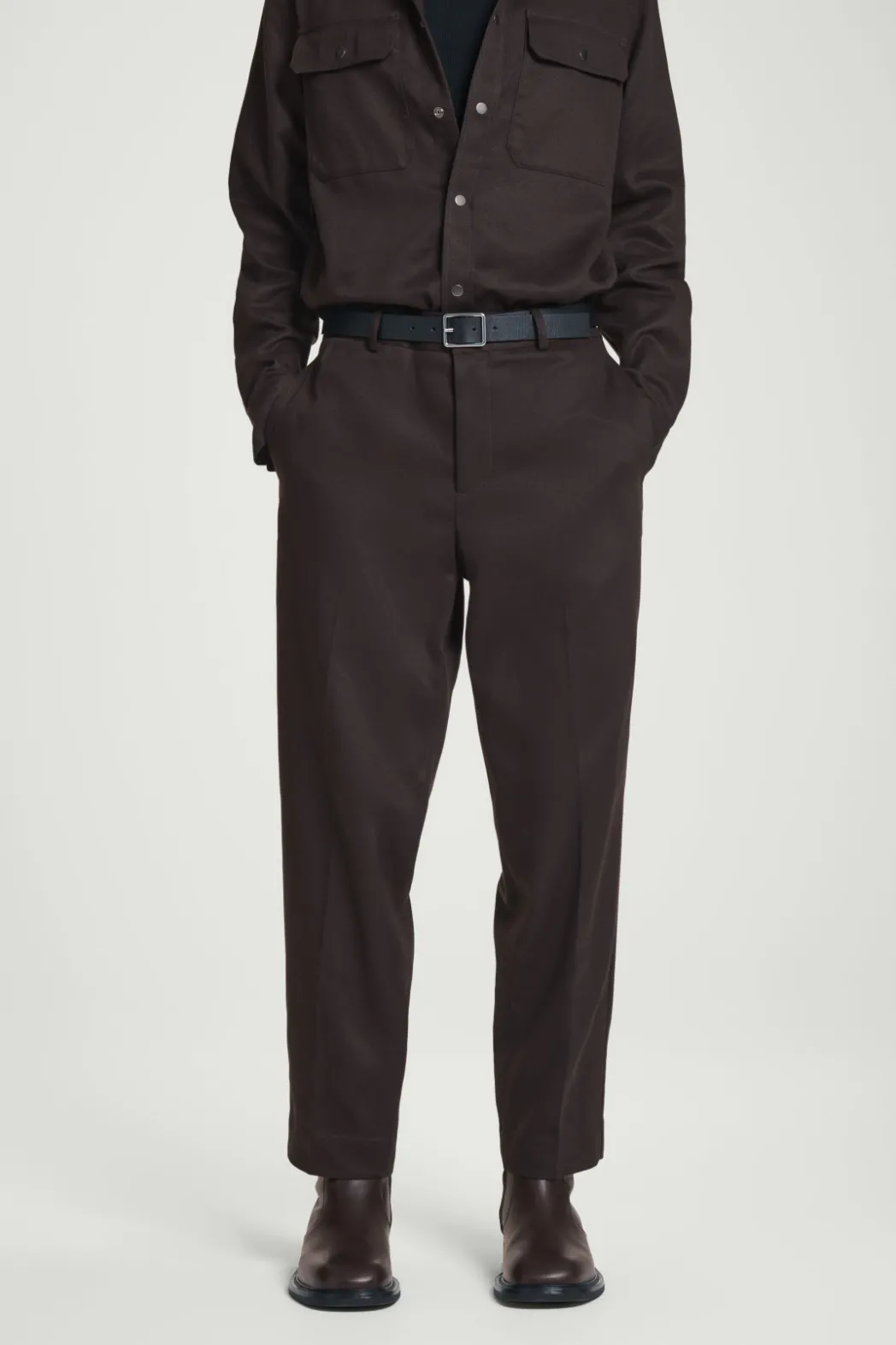 Clearance COS TOPSTITCHED TAPERED PANTS BROWN