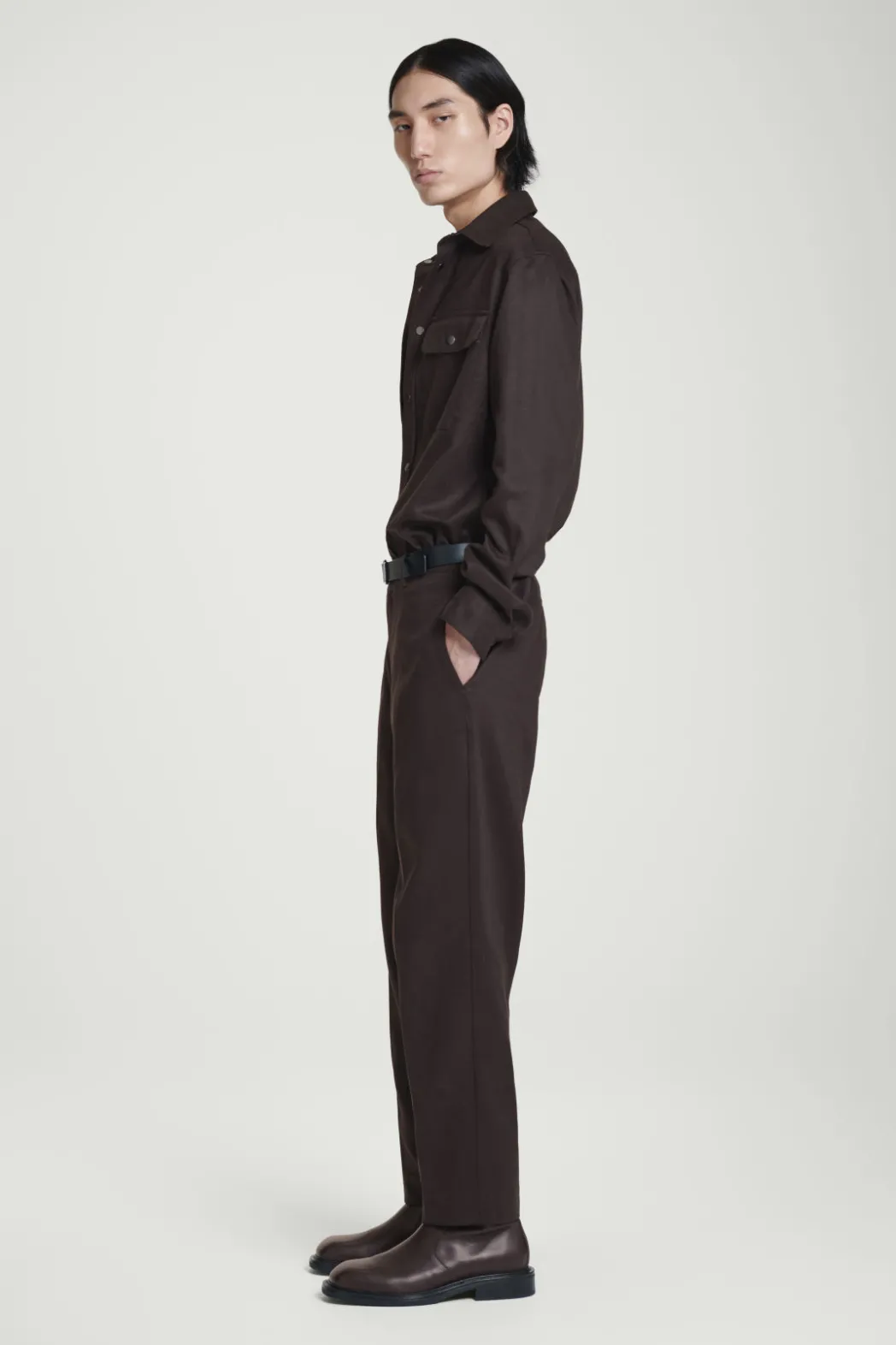 Clearance COS TOPSTITCHED TAPERED PANTS BROWN