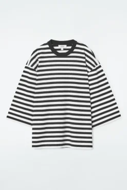 Discount COS TRAPEZE RELAXED T-SHIRT BLACK / STRIPED