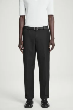 Online COS TURN-UP WOOL-BLEND PANTS BLACK