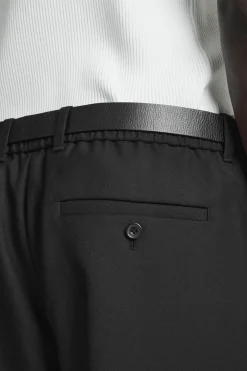 Online COS TURN-UP WOOL-BLEND PANTS BLACK