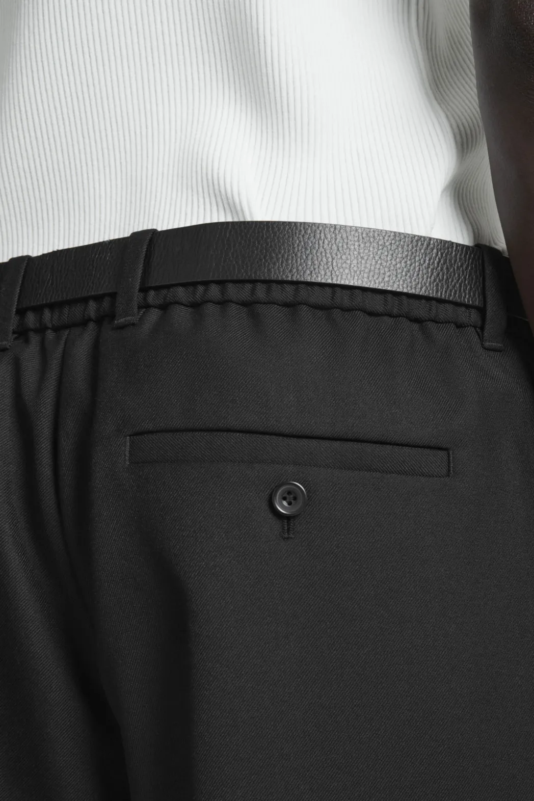 Online COS TURN-UP WOOL-BLEND PANTS BLACK