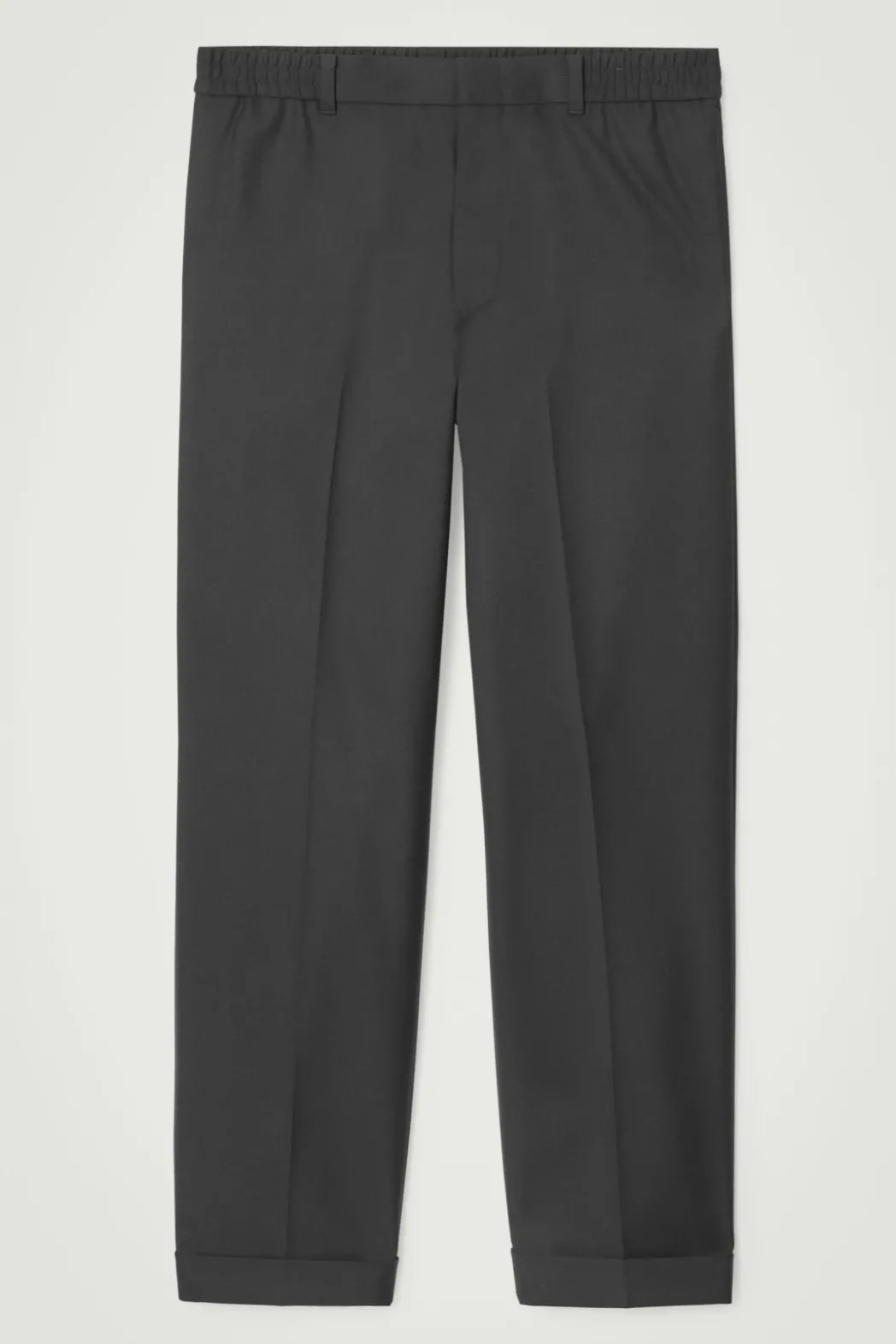 Online COS TURN-UP WOOL-BLEND PANTS BLACK